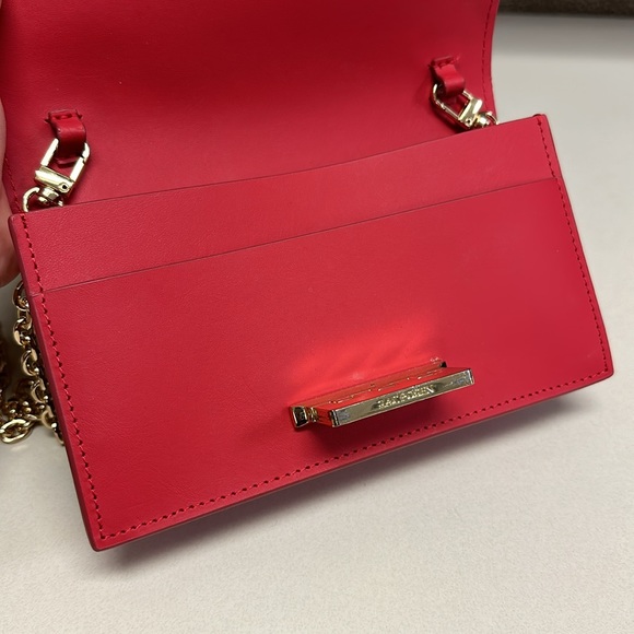🔥🔥🔥Zac Posen Red Leather Wallet On Chain Crossbody Bag - Picture 9 of 15
